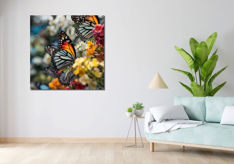 Obraz 100x100cm Motyle Na Łące zdjęcie 2