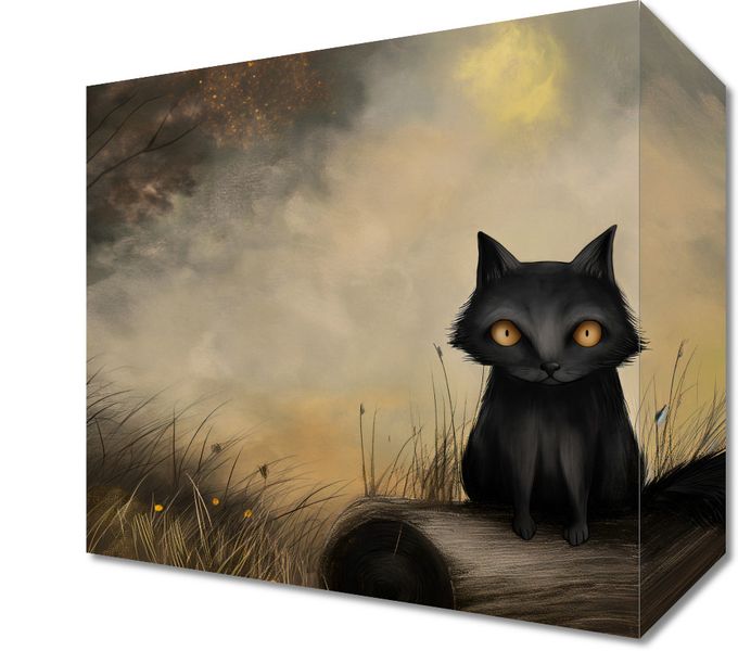 Obraz 20x20cm Czarny Kot zdjęcie 1