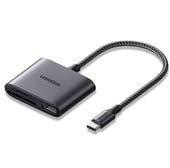 czytnik kart + usb, ugreen cm387, usb-c (czarny)