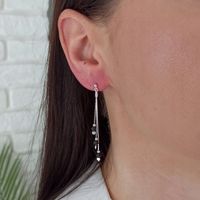 Kolczyki wiszące długie srebrne z cyrkoniami czarne pr.925