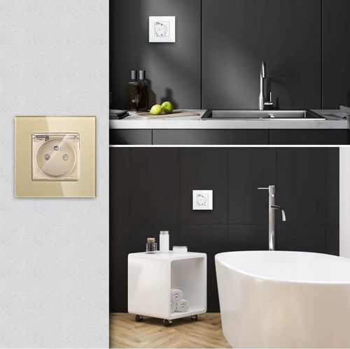 GNIAZDKO ELEKTRYCZNE SZKLANE POJEDYNCZE HERMETYCZNE GNIAZDO IP44 Z KLAPKĄ na Arena.pl