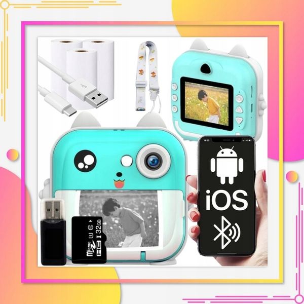 APARAT NATYCHMIASTOWY DLA DZIECI DRUKUŚ DRUKARKA Z KARTA 32GB + 3 ROLKI zdjęcie 5