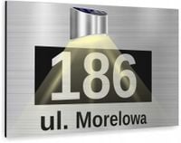 Tabliczka adresowa aluminiowa Tablica numer domu 40x30 cm lampka LED