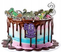 OPŁATEK ZESTAW NA URODZINY DINOZAURY + IMIĘ