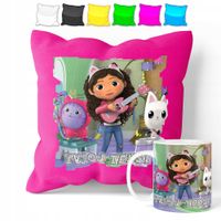 ZESTAW: KUBEK + POSZEWKA - KOCI DOMEK GABI - PREZENT WIELE WZORÓW + IMIĘ