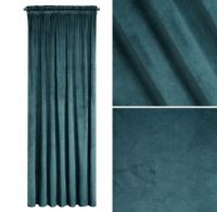 ZASŁONA WELUR VELVET NA TAŚMIE 140X270 NIEBIESKA