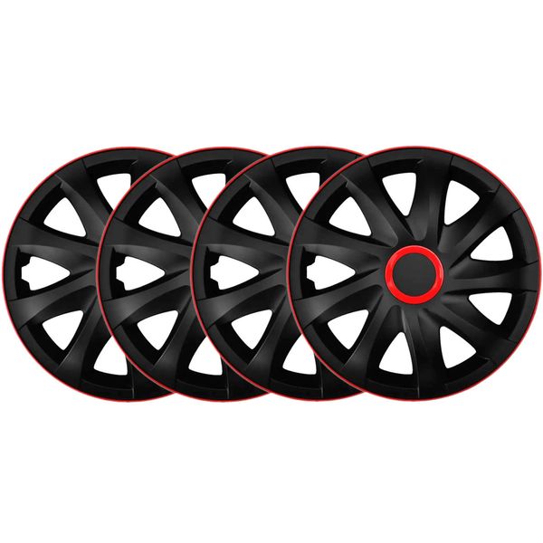 4x Kołpaki 16 KANDO CZARNO CZERWONE TUNING zdjęcie 2