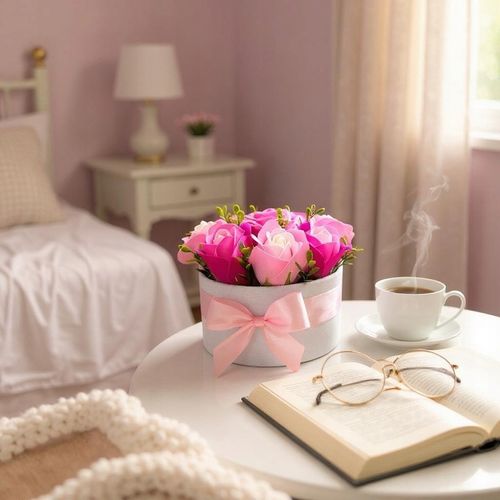 Flowerbox z Kwiatami Mydlanymi Prezent Upominek Flower box Róże Mydlane na Arena.pl