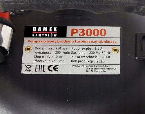 POMPA P3000 DO WODY BRUDNEJ CZYSTEJ SZAMBA ROZDRABNIACZ 100%MIEDŹ ŻELIWNA na Arena.pl