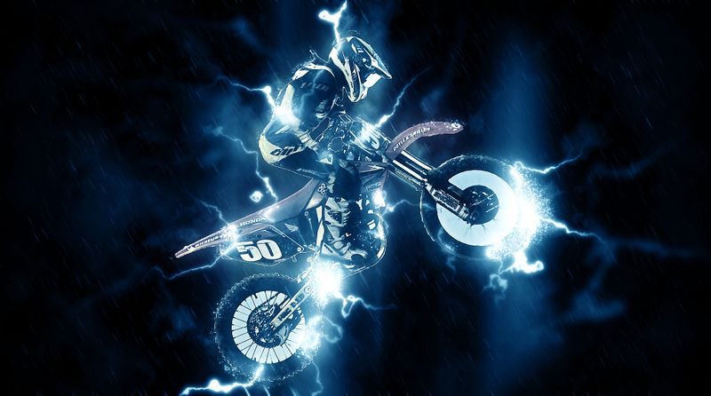 Foto obraz na płótnie "Motocross - neon II" 40x30 zdjęcie 2