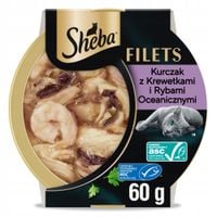 mokra karma dla kota sheba fileciki kurczak ryby krewetki w sosie 60g