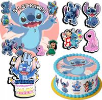 ZESTAW OPŁATEK NA TORT 20CM + 17 POSTACI - STICH STICZ + IMIĘ 15CM 18CM