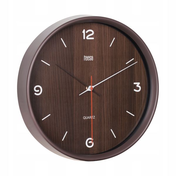 Zegar ścienny 30cm ciemny brąz PŁYNNA praca WSKAZÓWEK zdjęcie 5