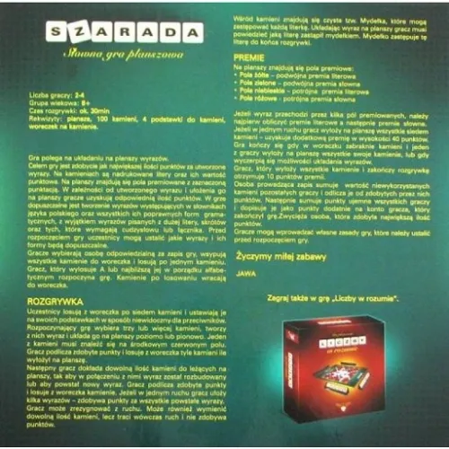 SŁOWNA GRA PLANSZOWA SZARADA SCRABLE JAWA EDUKACYJNA na Arena.pl