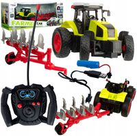 DUŻY TRAKTOR ZDALNIE STEROWANY Z MASZYNĄ RC CIĄGNIK 39cm ładowanie USB