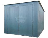 Garaż Blaszany - 3x5,5m Brama Dwuskrzydłowa Antracyt Dach spad w tył GP411