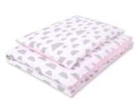 Dwustronna pościel dla niemowląt 2-częściowa bawełniana - chmurki szare