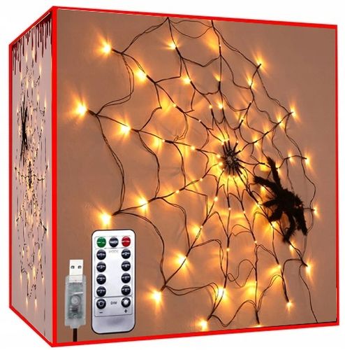 Światło LED Spider Web String Light z siatką zdalnego sterowania Halloween na Arena.pl