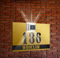 ZŁOTA TABLICZKA ADRESOWA oświetlona nierdzewna numer domu dibond 30x20 cm