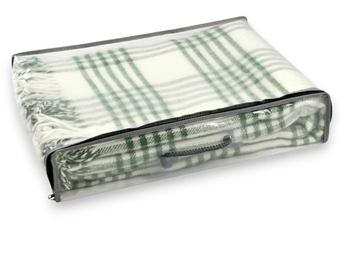 Koc Wełniany 155X200 Zielony Ecru W Linie Z Frędzlami Pled Narzuta na Arena.pl