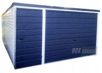 GARAŻ BLASZANY 4m x 5m poziom - spad w tył - Brama - drzwi - antracyt + biały BOX14 4x5
