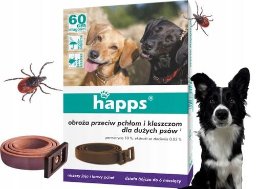 happs - obroża przeciw pchłom i kleszczom dla dużych psów na Arena.pl
