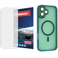 Szkło hybrydowe do iPhone 16 PLUS + MagSafe ETUI zielone TPU