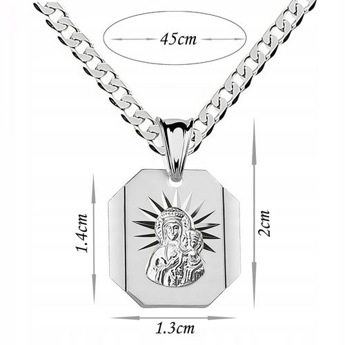 Srebrny łańcuszek 45 cm z medalikiem Matki Boskiej na święcenie dla dziecka na Arena.pl