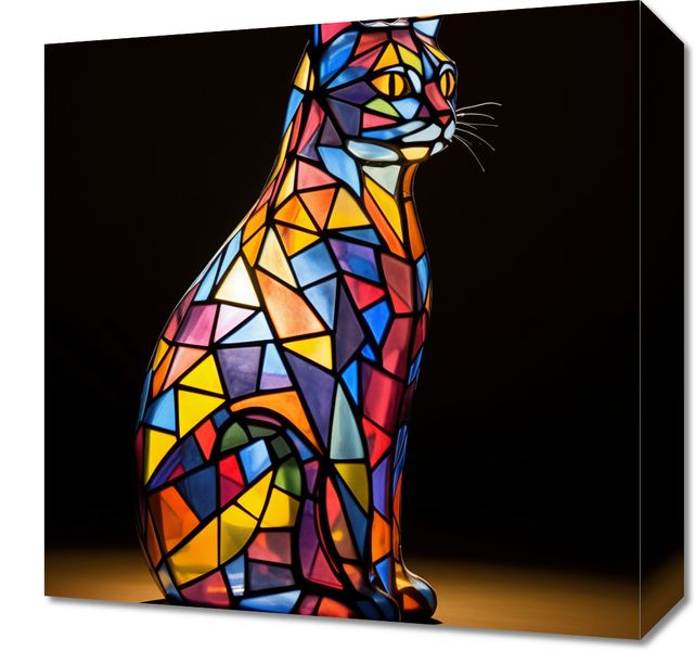 Obraz 40x40cm Koci Witraż zdjęcie 1
