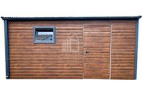 Schowek Domek Ogrodowy 4,5x2m Drzwi okno Drewnopodobny Rynny Dach ID804