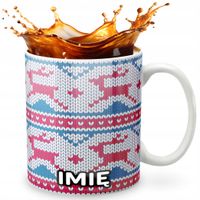 KUBEK 330ml Z GRAFIKĄ PREZENT NA ŚWIĘTA WZORY - RENIFER NORWESKIE + IMIĘ