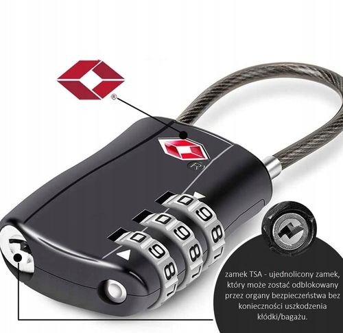 2x KŁÓDKA TSA SYSTEM NA SZYFR DO WALIZKI BAGAŻU Z LINKĄ ZABEZPIECZENIE na Arena.pl