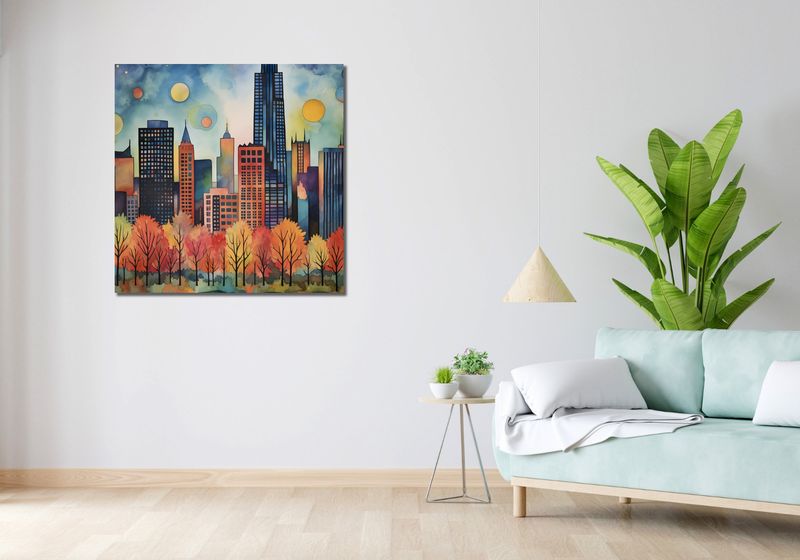 Obraz 90x90cm Panorama Malowniczego Miasta zdjęcie 2