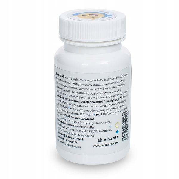 VISANTO Witamina C do ssania dla dzieci 100 tab zdjęcie 2