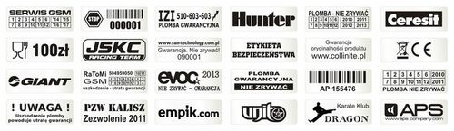 M-0017 - 30x11mm PLOMBY STICKERY BIAŁE ŁAMLIWE na Arena.pl