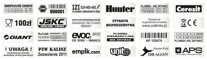 M-0017 - 30x11mm PLOMBY STICKERY BIAŁE ŁAMLIWE zdjęcie 5