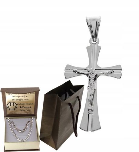 SREBRNY PEŁNY KRZYŻYK KRZYŻ Z PASYJKA DO ŁAŃCUSZKA SOLIDNY PR. 925 + GRAWER na Arena.pl