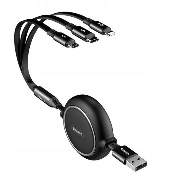 BASEUS SZYBKI KABEL ZWIJANY 3w1 USB - micro USB/Lightning/USB C 3.5A 1,2m zdjęcie 8