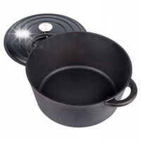 Garnek Żeliwny z Pokrywką Kociołek Brytfanka Brytfanna Okrągła 28 cm 5,9L