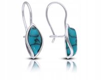 Kolczyki Srebrne Wiszące z Turkusem Damskie pr. 925