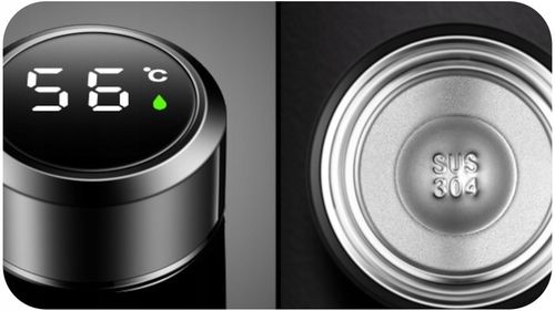 TERMOS KUBEK TERMICZNY BIDON NA KAWĘ HERBATĘ LED 500ML DUŻY SZCZELNY SMART na Arena.pl