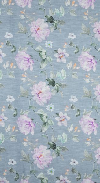 Zasłona gotowa na przelotkach FLORA 140x250 niebieska w kwiaty zdjęcie 11