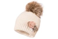 Jamiks RABIOSSA czapka dla dziewczynki na zimę beżowa 50-52