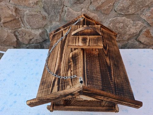 KARMNIK DREWNIANY opalany dla ptaków z WSYPEM WSYP budka lęgowa DUŻY na Arena.pl