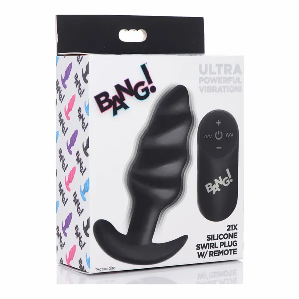 Vibrating Silicone Swirl Butt Plug with Remote Control Xr Brands zdjęcie 2