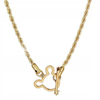 Złocony naszyjnik korda z myszką elegancki choker Myszka Mickey prezent