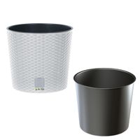 Doniczka okrągła rattan 20x20x19 cm biały