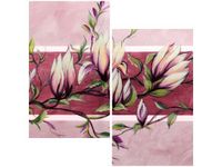 60X60CM SŁODYCZ MAGNOLII PUDROWYM RÓŻU DWU OBRAZ ŚCIAN