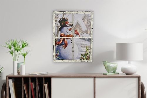 Obraz na ścianę "Bałwanek w oknie", 3 LED, 49 x 38,5 cm na Arena.pl