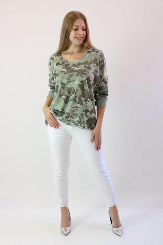 Sweterek z połyskiem wzór moro Oliwkowy UNI na Arena.pl